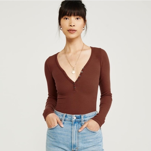 long sleeve henley bodysuit